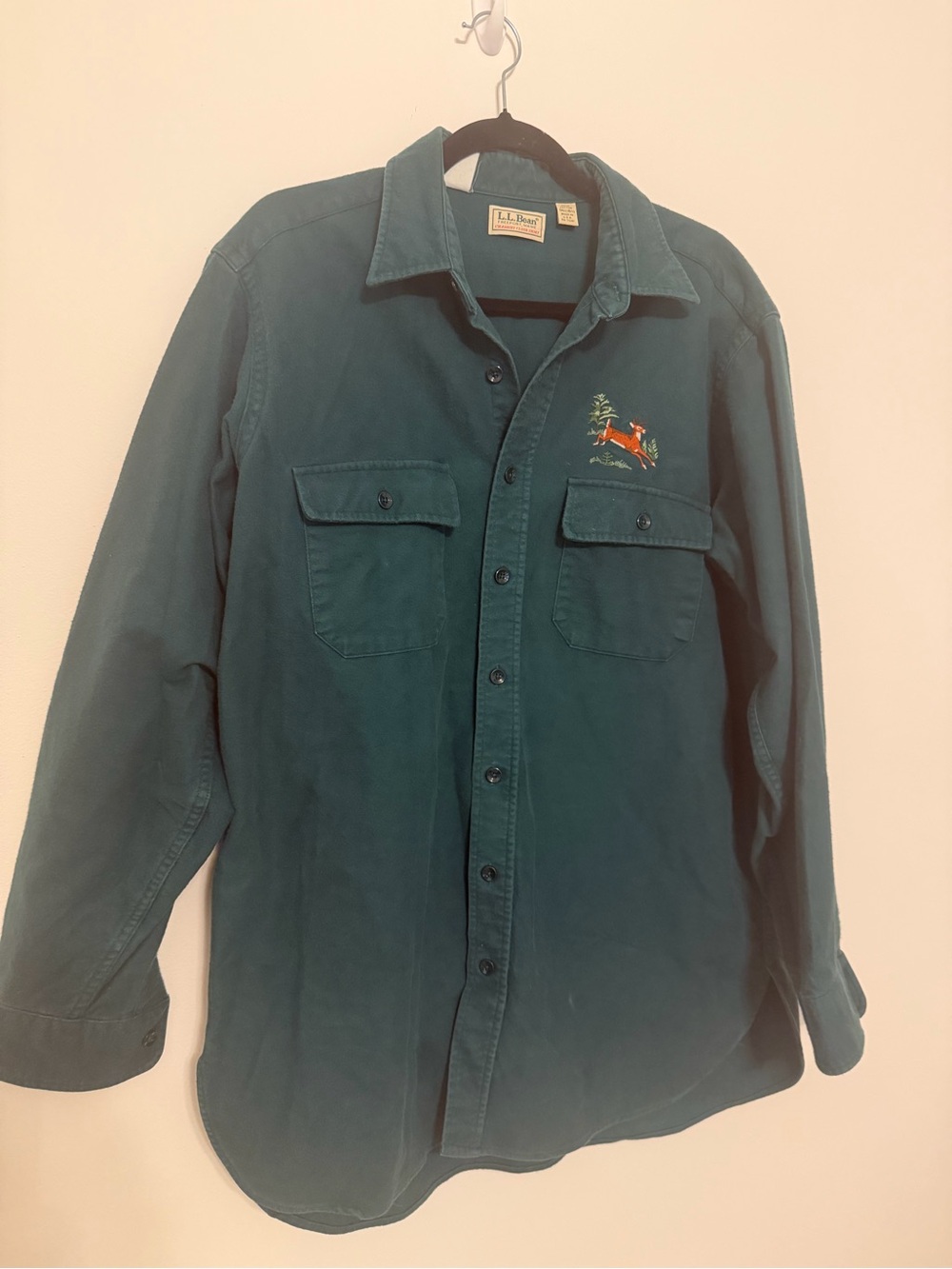 Vintage L.L.Bean Chamois Cloth Deer Shirt Made USA 16½ Tall